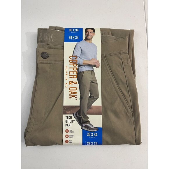 Copper & Oak Supply Co. NWT Men's Straight Fit Stretch Tech Pant, 36x34 Tan - Picture 4 of 6